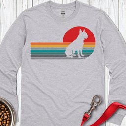 Boston Terrier Retro Sunset Long Sleeve Shirt Gift For Dog Lover