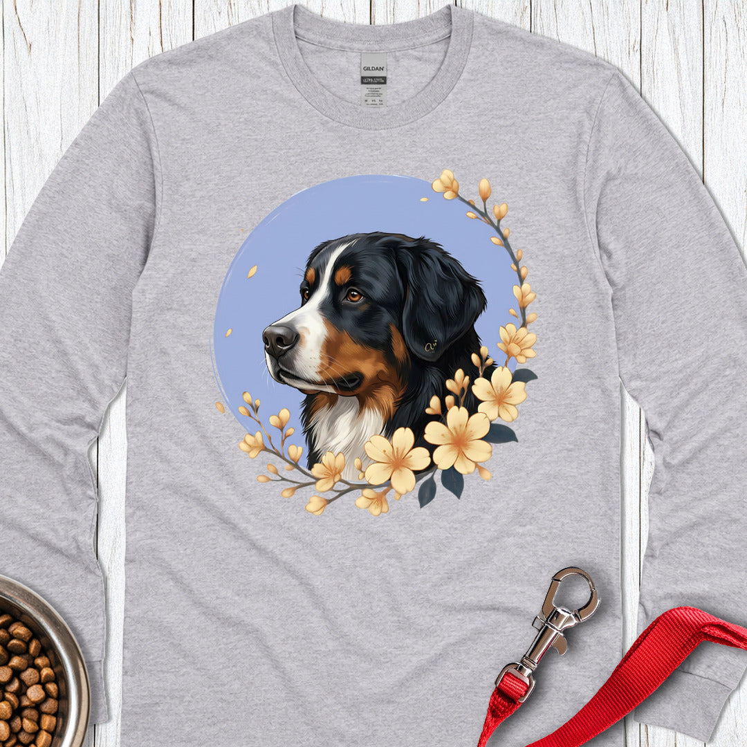 Bernese Mountain Dog Flowers Long Sleeve Shirt Gift For Dog Lover