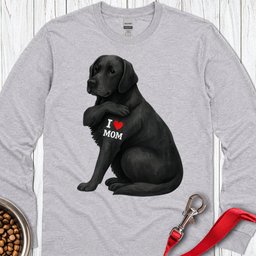 Black Labrador I Love Mom Long Sleeve Shirt Gift For Mom