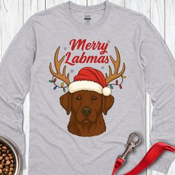 Chocolate Labrador Christmas Long Sleeve Shirt Gift For Dog Lover