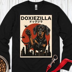 Dachshund Doxiezilla Black Long Sleeve Shirt Gift For Dog Lover
