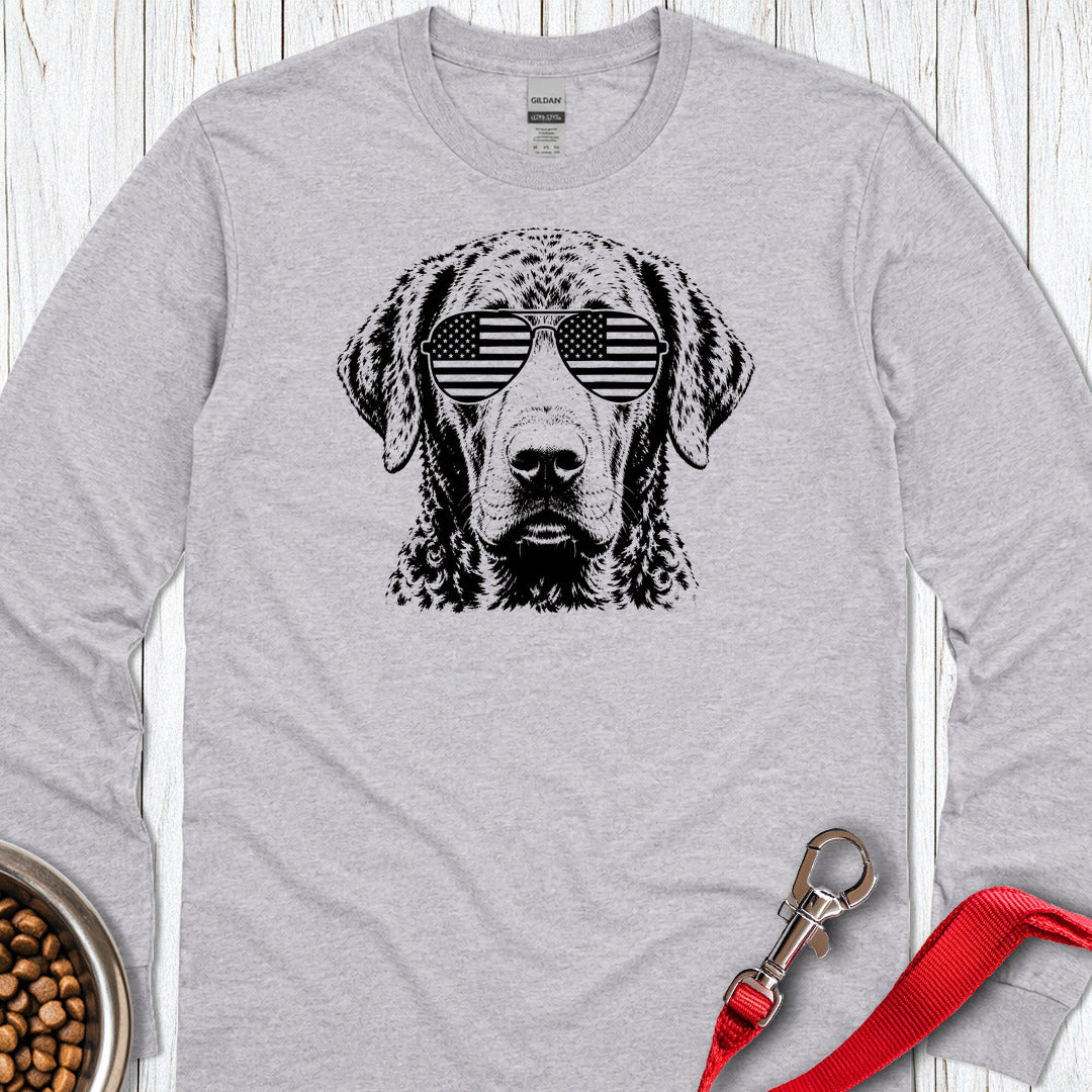 Chesapeake Bay Retriever Flag Shades Long Sleeve Shirt Gift For Dog Lover