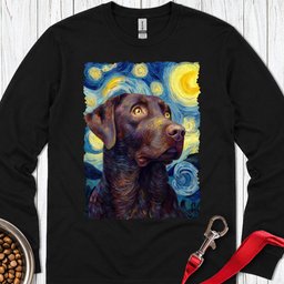 Chocolate Labrador Starry Night Long Sleeve Shirt Gift For Dog Lover