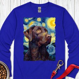 Chocolate Labrador Starry Night Long Sleeve Shirt Gift For Dog Lover