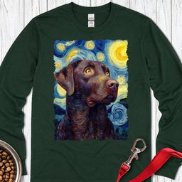 Chocolate Labrador Starry Night Long Sleeve Shirt Gift For Dog Lover