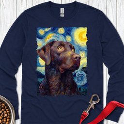 Chocolate Labrador Starry Night Long Sleeve Shirt Gift For Dog Lover