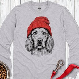 English Setter Beanie Long Sleeve Shirt Gift For Dog Lover