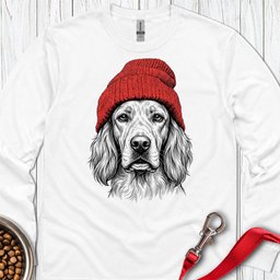 English Setter Beanie Long Sleeve Shirt Gift For Dog Lover