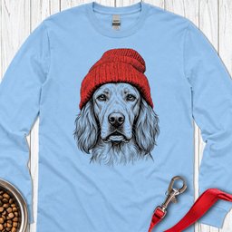 English Setter Beanie Long Sleeve Shirt Gift For Dog Lover