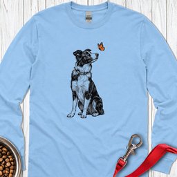 Border Collie Butterfly Long Sleeve Shirt Gift For Dog Lover
