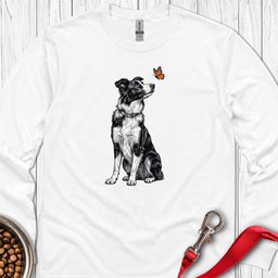 Border Collie Butterfly Long Sleeve Shirt Gift For Dog Lover