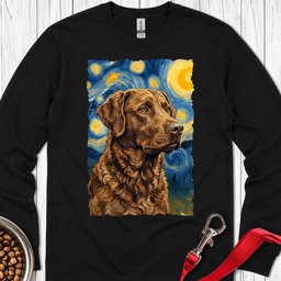 Chesapeake Bay Retriever Van Gogh Long Sleeve Shirt Gift For Dog Lover