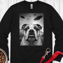 English Bulldog Ufo Long Sleeve Shirt Gift For Dog Lover
