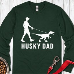 Husky Dad Velociraptor Long Sleeve Shirt Gift For Dad