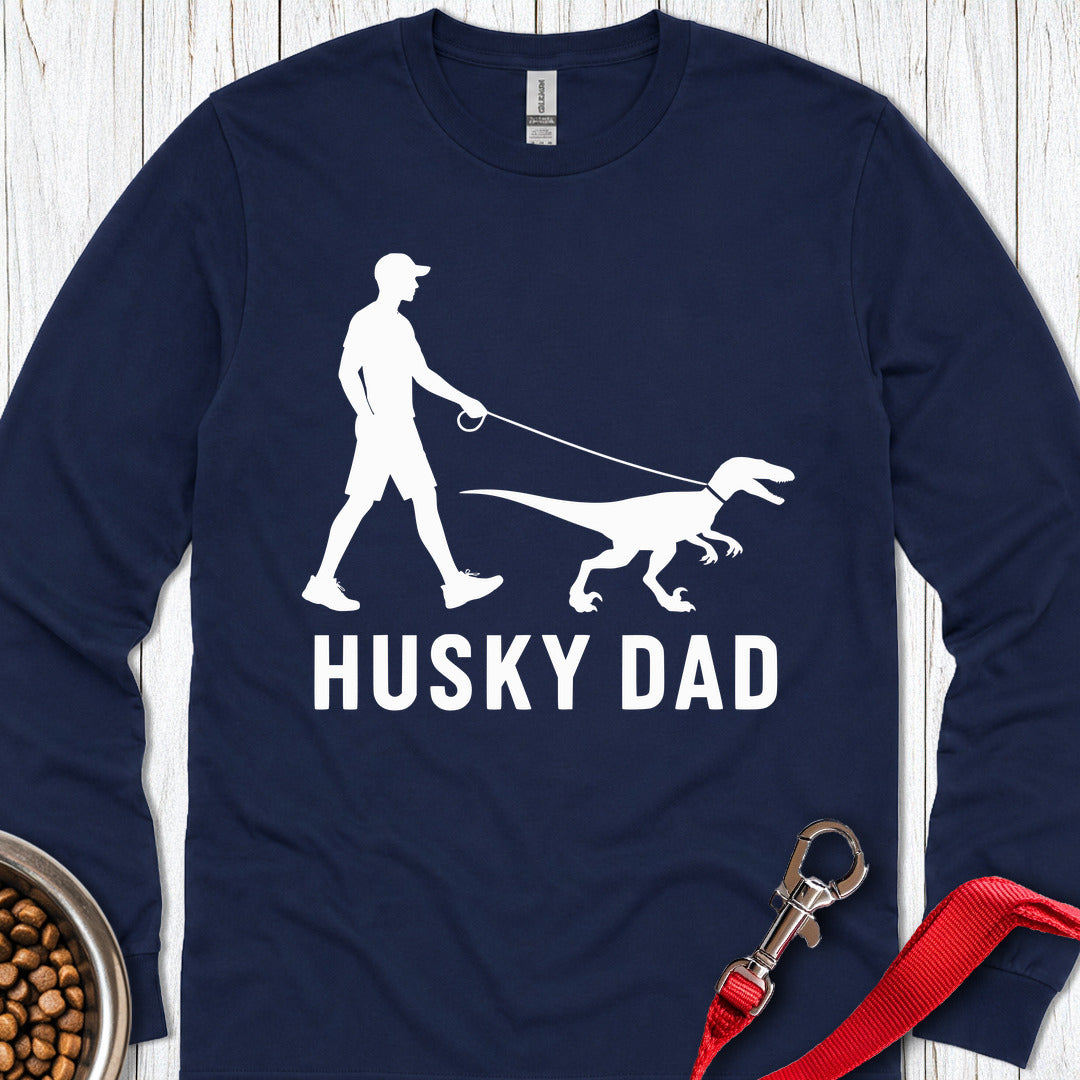 Husky Dad Velociraptor Long Sleeve Shirt Gift For Dad