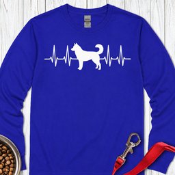 Husky Heartbeat Long Sleeve Shirt Gift For Dog Lover