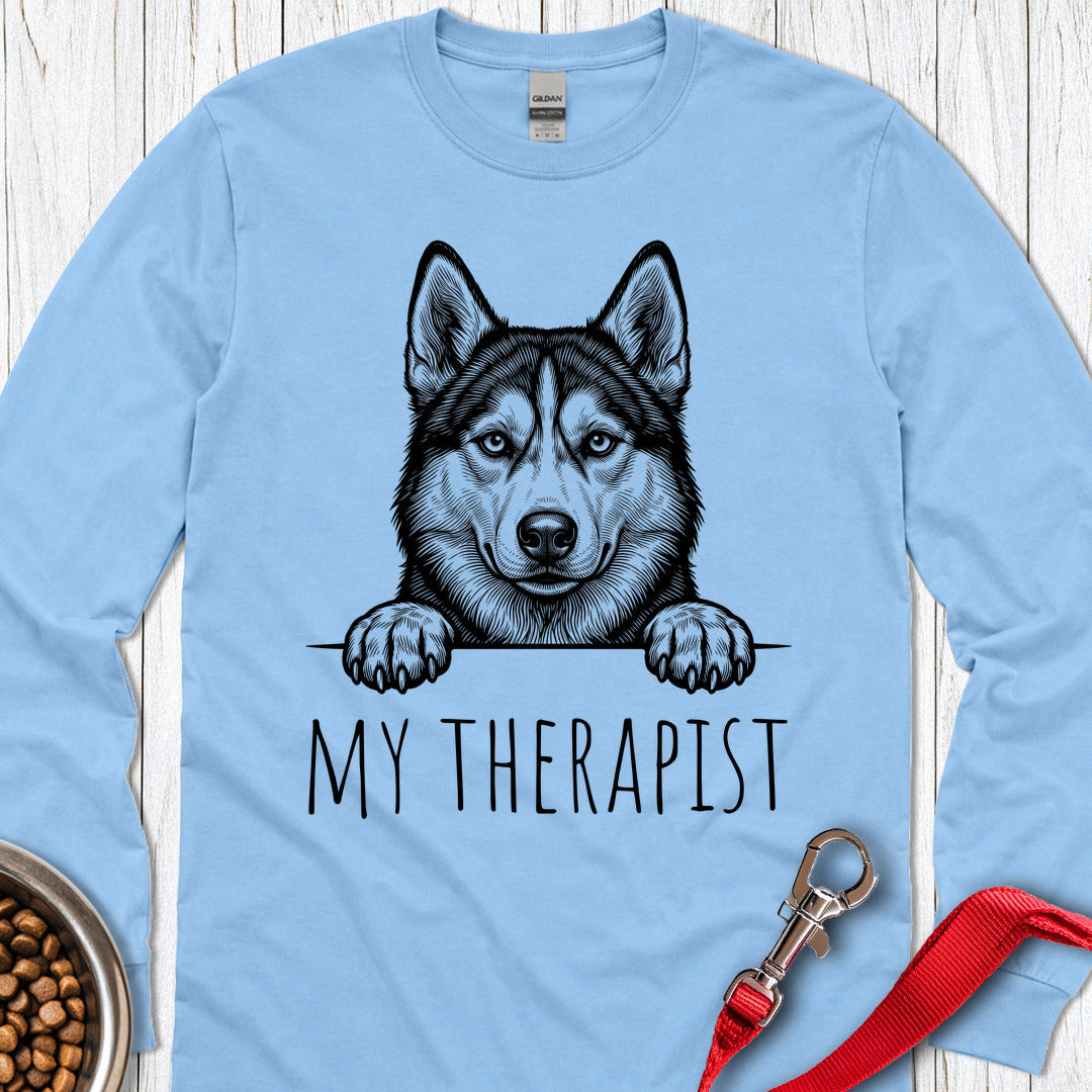 Husky Therapist Long Sleeve Shirt Gift For Dog Lover