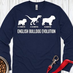 English Bulldog Evolution Long Sleeve Shirt Gift For Dog Lover
