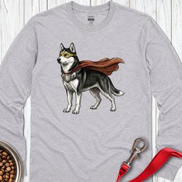 Husky Superhero Long Sleeve Shirt Gift For Dog Lover