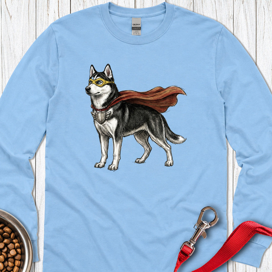 Husky Superhero Long Sleeve Shirt Gift For Dog Lover