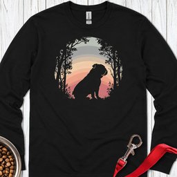 English Bulldog Forest Sunset Long Sleeve Shirt Gift For Dog Lover