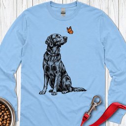 Flat Coated Retriever Butterfly Long Sleeve Shirt Gift For Dog Lover