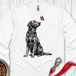 Flat Coated Retriever Butterfly Long Sleeve Shirt Gift For Dog Lover