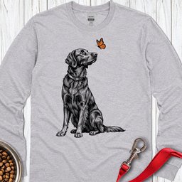 Flat Coated Retriever Butterfly Long Sleeve Shirt Gift For Dog Lover