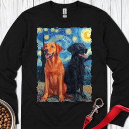 Fox Red And Black Lab Van Gogh Long Sleeve Shirt Gift For Dog Lover