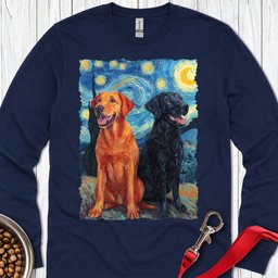 Fox Red And Black Lab Van Gogh Long Sleeve Shirt Gift For Dog Lover