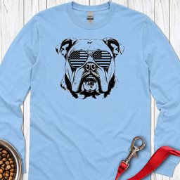 English Bulldog Flag Shades Long Sleeve Shirt Gift For Dog Lover