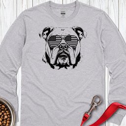 English Bulldog Flag Shades Long Sleeve Shirt Gift For Dog Lover