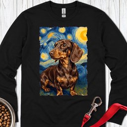 Dachshund Van Gogh Chocolate Long Sleeve Shirt Gift For Dog Lover