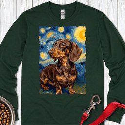 Dachshund Van Gogh Chocolate Long Sleeve Shirt Gift For Dog Lover