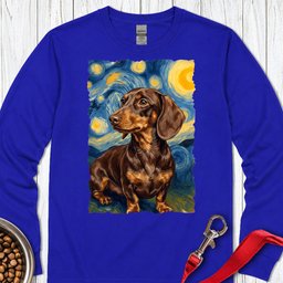 Dachshund Van Gogh Chocolate Long Sleeve Shirt Gift For Dog Lover