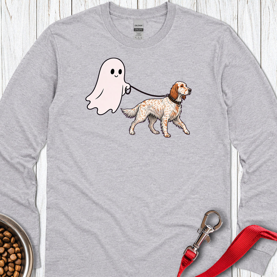 English Setter Ghost Walk Long Sleeve Shirt Gift For Dog Lover