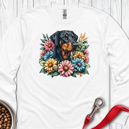 Doberman Floral Long Sleeve Shirt Gift For Dog Lover