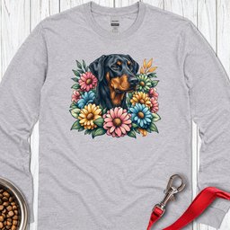 Doberman Floral Long Sleeve Shirt Gift For Dog Lover