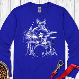 French Bulldog Drummer Long Sleeve Shirt Gift For Dog Lover