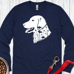Flat Coated Retriever Flowers Long Sleeve Shirt Gift For Dog Lover