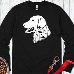 Flat Coated Retriever Flowers Long Sleeve Shirt Gift For Dog Lover