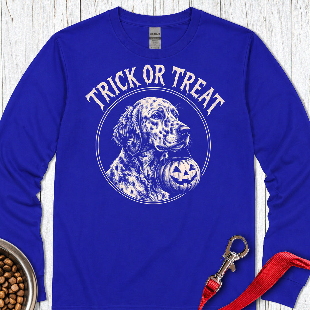 English Setter Trick Or Treat Long Sleeve Shirt Gift For Dog Lover