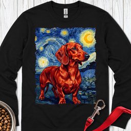 Dachshund Van Gogh Red Long Sleeve Shirt Gift For Dog Lover