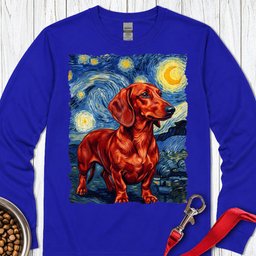 Dachshund Van Gogh Red Long Sleeve Shirt Gift For Dog Lover