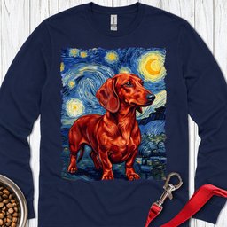 Dachshund Van Gogh Red Long Sleeve Shirt Gift For Dog Lover