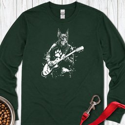Doberman Guitar Long Sleeve Shirt Gift For Dog Lover