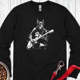 Doberman Guitar Long Sleeve Shirt Gift For Dog Lover