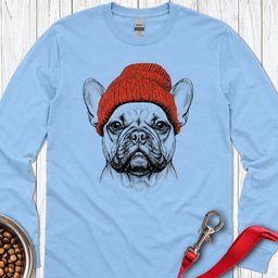 French Bulldog Beanie Long Sleeve Shirt Gift For Dog Lover