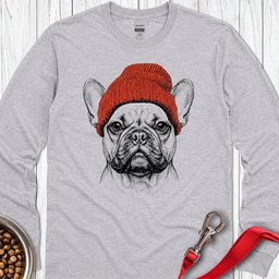 French Bulldog Beanie Long Sleeve Shirt Gift For Dog Lover