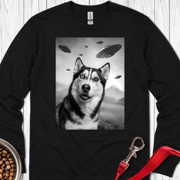 Husky Ufo Long Sleeve Shirt Gift For Dog Lover